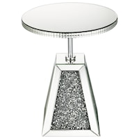Glam Mirrored Round Accent Table with Faux Diamond Crystals