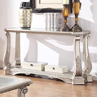 Traditional Sofa Table with 1 Shelf and Glass Top