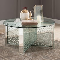 Round Glam Coffee Table with Mirrored Base