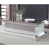 Glam Mirrored Coffee Table with Faux Crystal Inlay