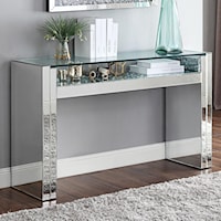 Contemporary Mirrored Sofa Table with Glass Top