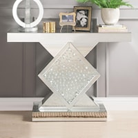 Glam Mirrored Console Table with Faux Crystal Inlay