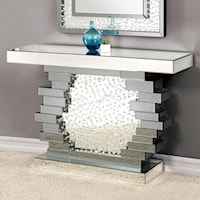 Glam Mirrored Console Table with Faux Crystal Accents