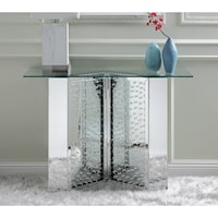 Glam Mirrored Console Table with Faux Crystal Inlay