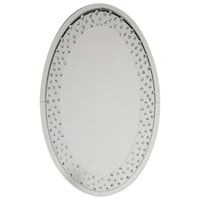 Oval Glam Wall Mirror with Faux Crystal Inlay