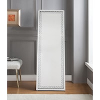 Glam Accent Floor Mirror with Faux Crystals