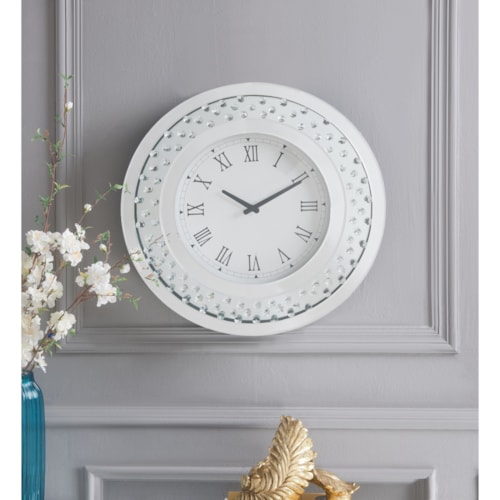 Round Glam Wall Clock with Faux Crystals