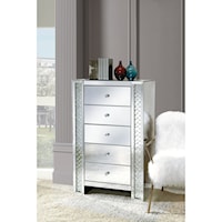 Glam Mirrored Cabinet with 5 Drawers