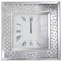 Square Glam Wall Clock with Faux Crystals