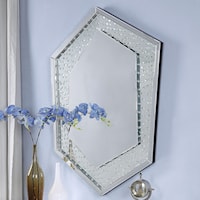 Glam Wall Mirror with Faux Crystal Inlay