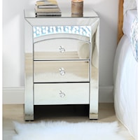 Glam Mirrored Nightstand with LED Lighting