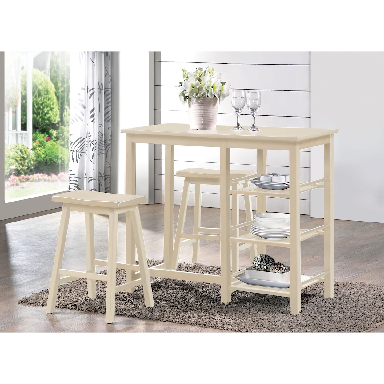 Acme Furniture Nyssa 2 Piece Counter Height Table Set