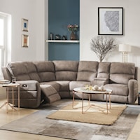 Contemporary Power Reclining Sectional Sofa with Cupholder Storage Console and USB Charging Ports