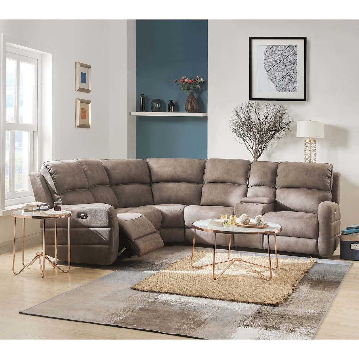 Acme Furniture Olwen Sectional Sofa (Power Motion/USB)