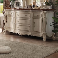 Traditional Antique White 2-Drawer Dresser with Contrasting Top