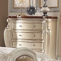 Traditional Antique White 5-Drawer Chest with Contrasting Top