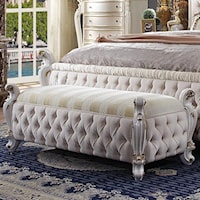 Traditional Tufted Bed Bench in Contrasting Fabrics