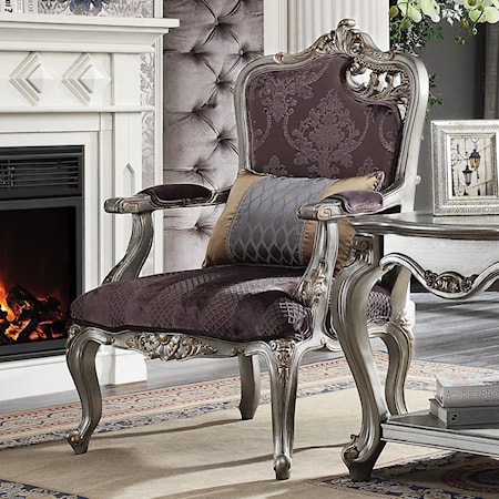 Traditional Right-Facing Accent Chair with Cabriole Legs and 1 Pillow