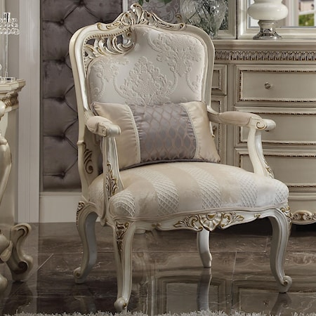 Traditional Left-Facing Accent Chair with Cabriole Legs and 1 Pillow