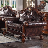 Traditional Faux Leather Chair w/ 1 Pillow
