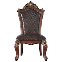 Traditional Side Chair with Faux Leather Upholstery and Nailheads