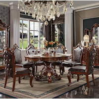 Traditional 7-Piece Dining Set with Round Table