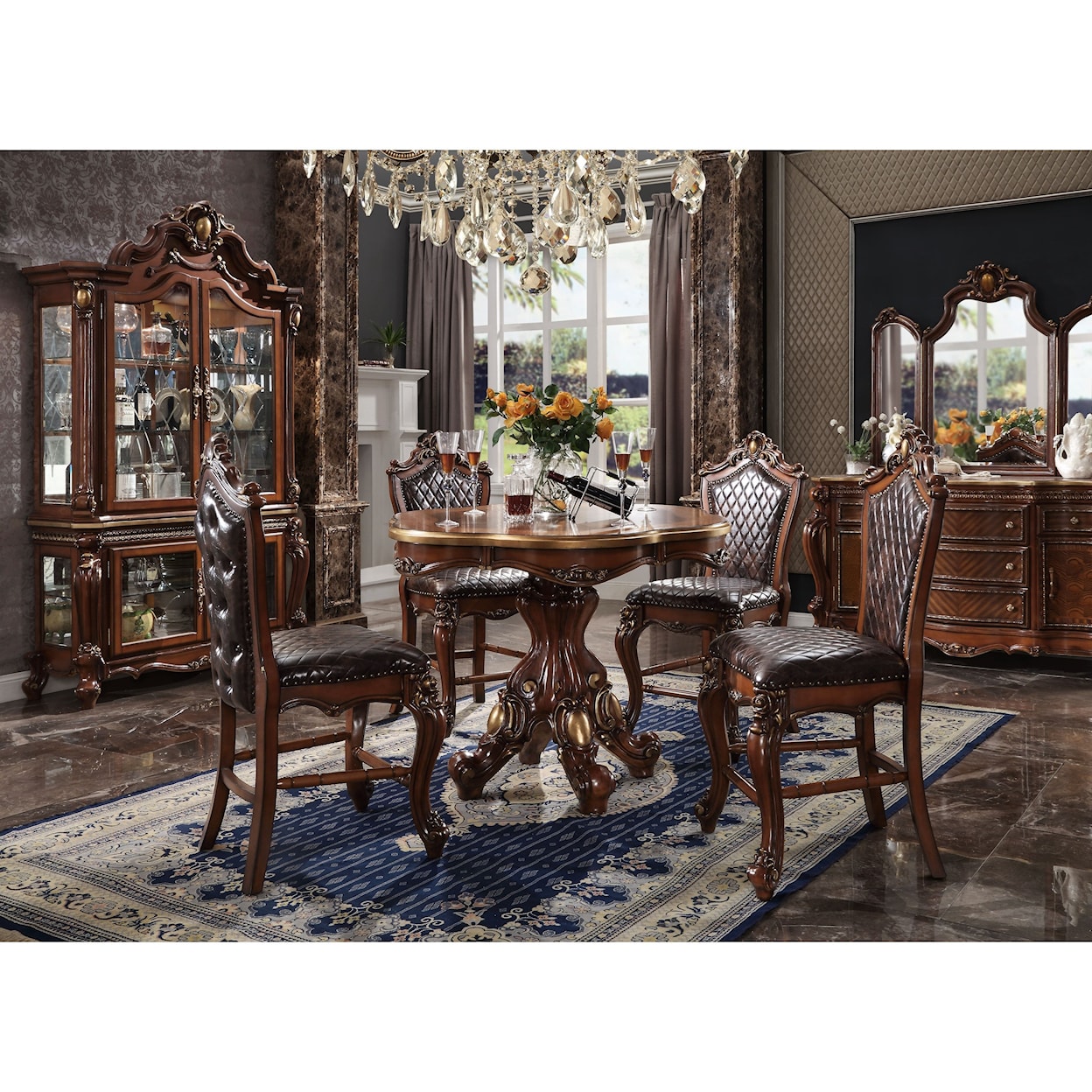 Acme Furniture Picardy  5-Piece Counter Table Set