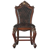 Traditional Counter Height Chair with Faux Leather Upholstery