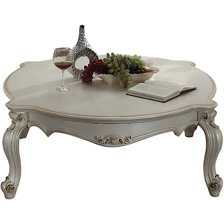 Traditional Oval Coffee Table with Ornate Carvings