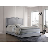 Transitional Queen Low Profile Upholstered Bed