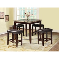 Contemporary Counter Height Dining Set with 4 Chairs