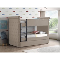 Transitional Upholstered Twin/Twin Bunk Bed & Trundle