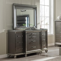 Glam Breakfront Dresser with 2 Jewelry Drawers & Mirror w/ LED