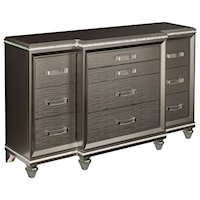 Glam Breakfront Dresser with 2 Jewelry Drawers