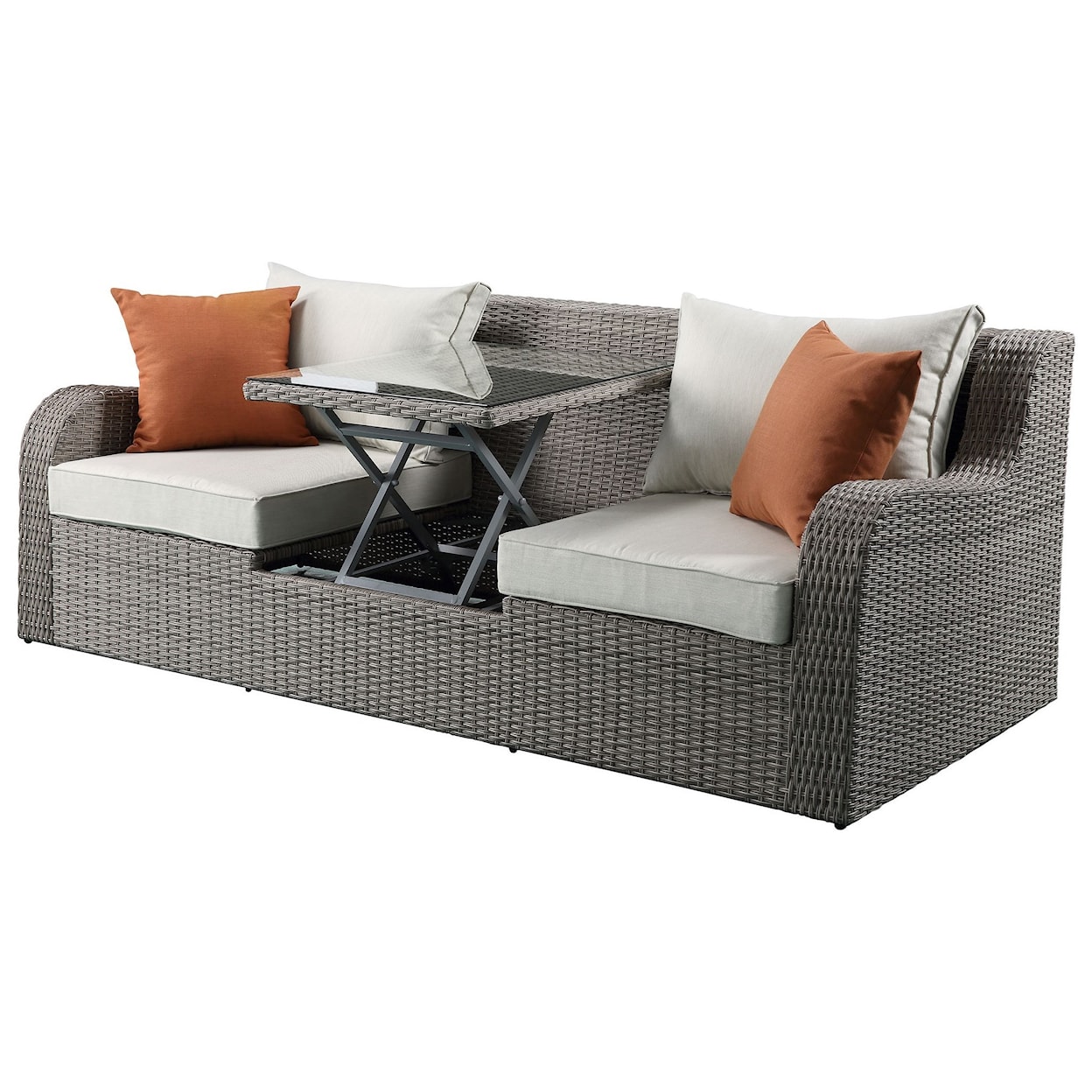 Acme Furniture Salena Patio Sectional & 2 Ottomans (2 Pillows)