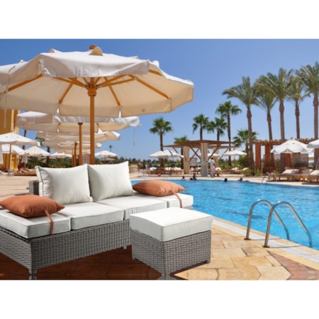 Patio Sofa &amp; Ottoman w/2 Pillows