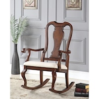 Traditional Rocking Chair with Queen Anne Back and Upholstered Seat