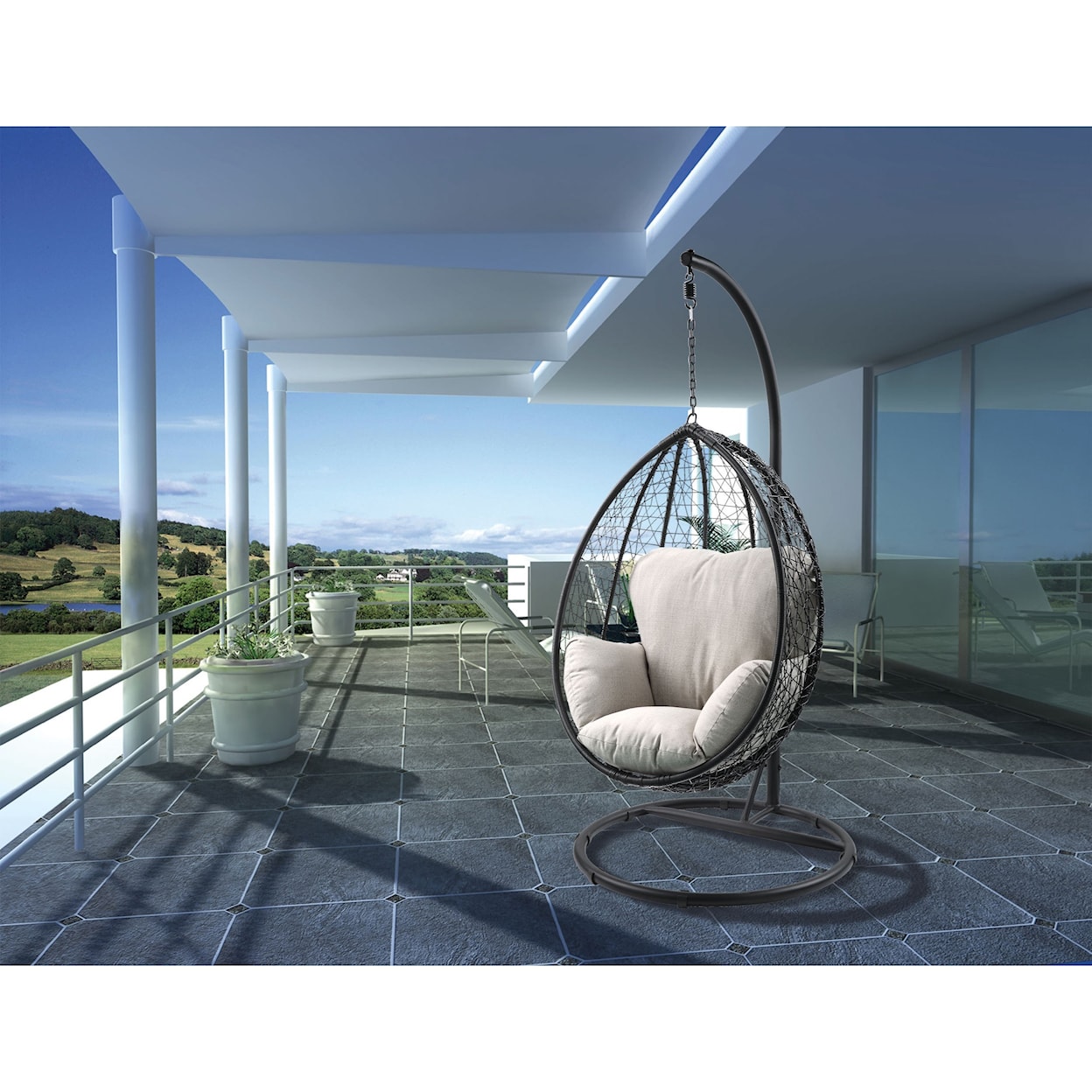 Acme Furniture Simona Patio Swing Chair with Stand