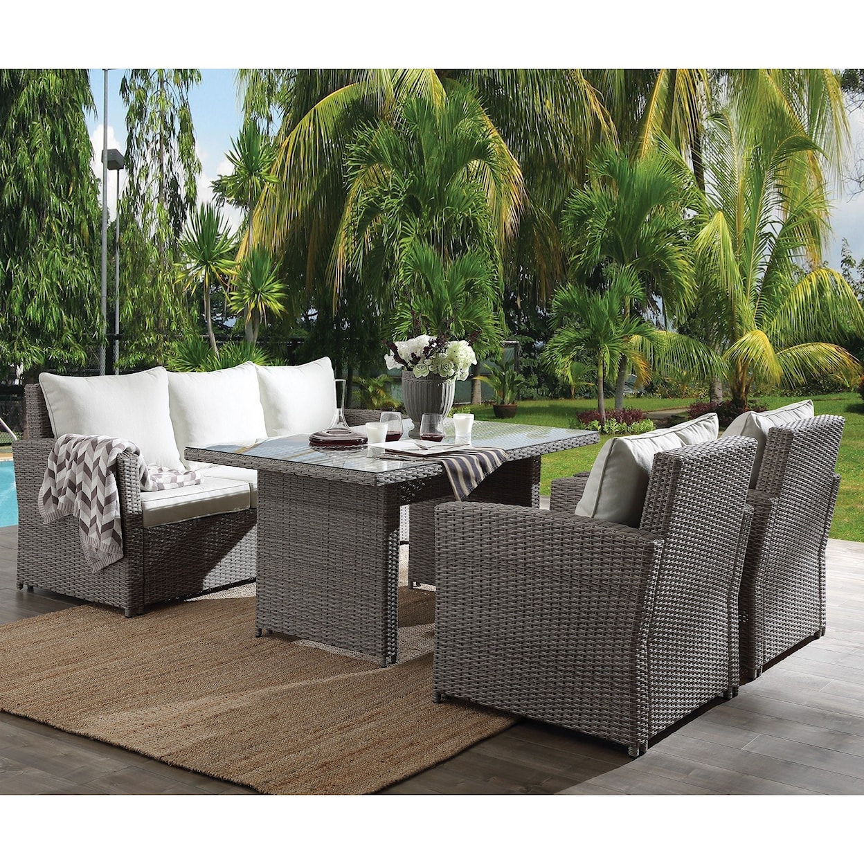 Acme Furniture Tahan 4-Piece Outdoor Dining Set