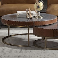 Industrial Large Coffee Table with Fabric Lining