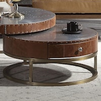 Industrial Small Coffee Table with Fabric Lining