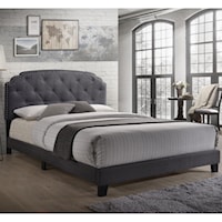 Transitional Tufted Queen Bed with Arch Headboard