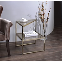 Contemporary End Table with Glass Shelves