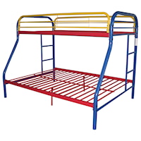 Kid's Twin Over Full Bunk Bed with 2 Ladders