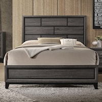 Contemporary King Weathered Gray Panel Bed