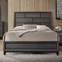 Contemporary Queen Weathered Gray Panel Bed