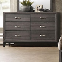 Contemporary Weathered Gray 6-Drawer Dresser
