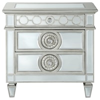 Glam Mirror-Plated 2-Drawer Nightstand