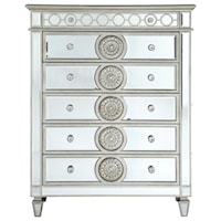 Glam Mirror-Plated 5-Drawer Chest