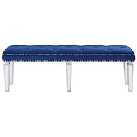 Glam Tufted Velvet Bench with Mirrored Legs